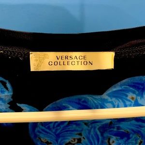 Versace T Shirt Black with Blue flower cats